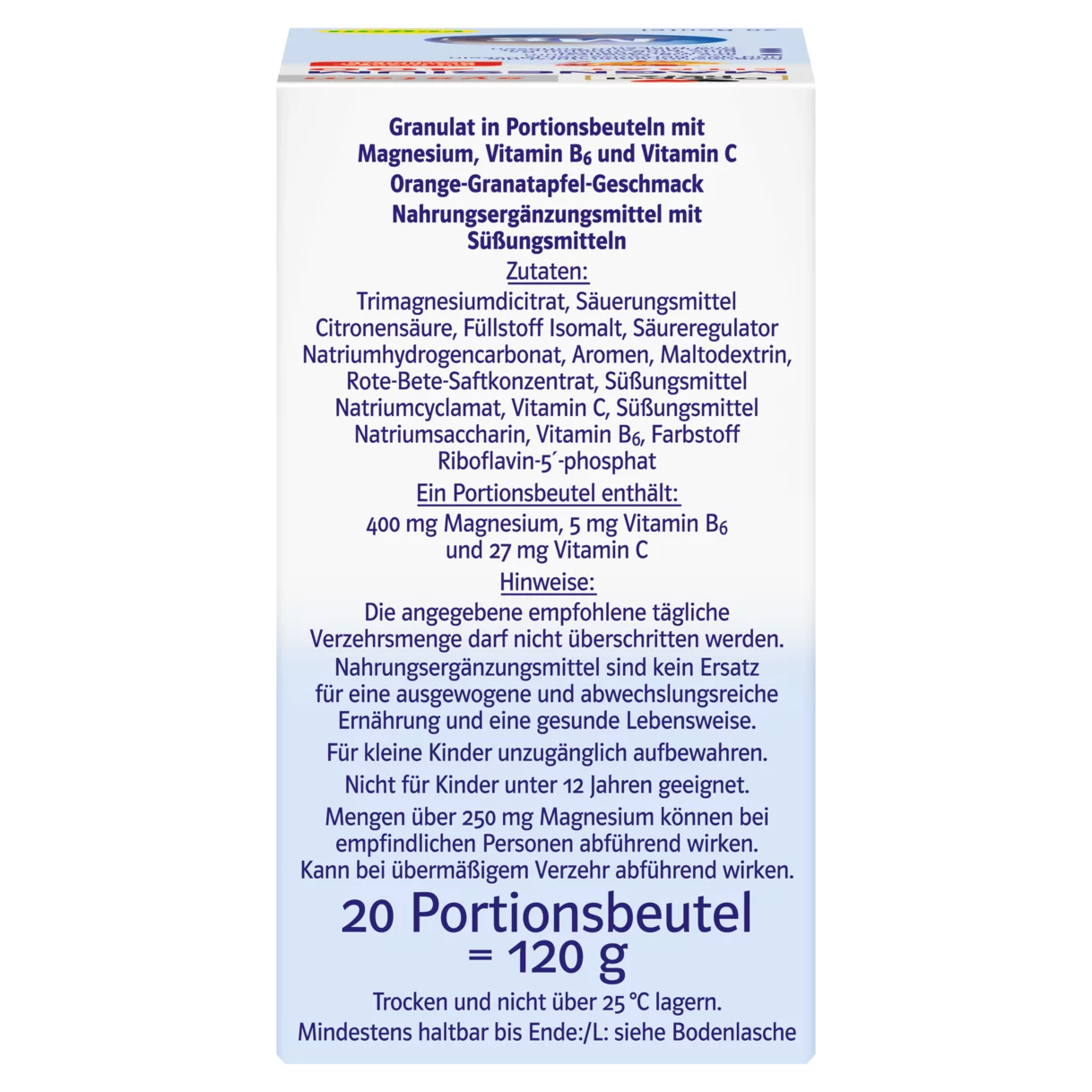 Abbildung der Produktverpackung Doppelherz system MAGNESIUM 400 CITRAT Seitenansicht links